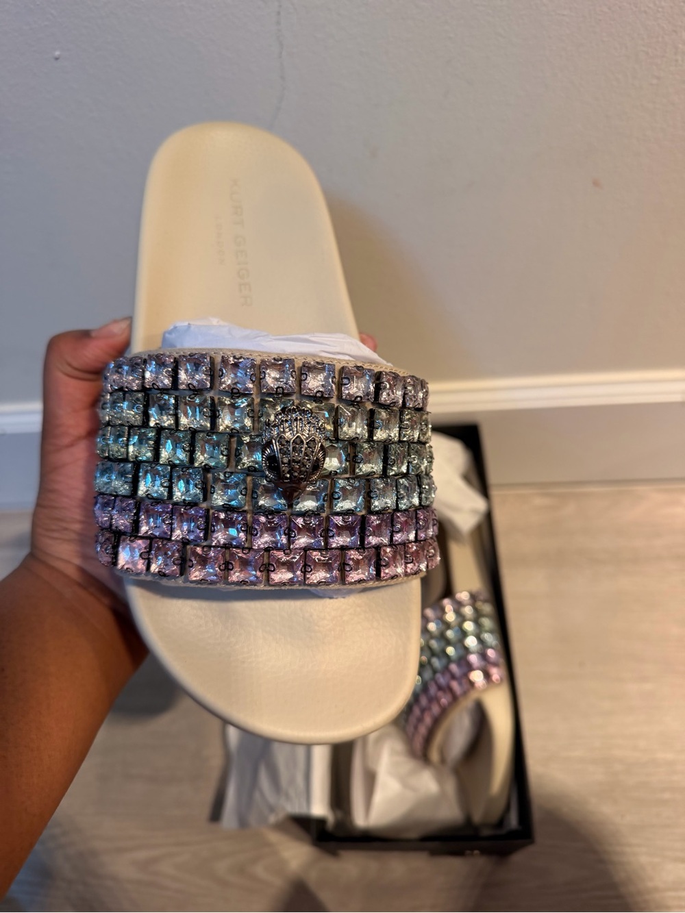 Kurt Geiger Crystal Embellished Slide Sandal - Iridescent Pastel - Picture 4 of 5